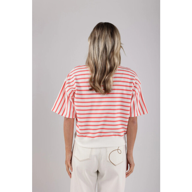 Nukus Nks03007 45 lotte pullover stripe offwhite/coral NKS03007 45 large