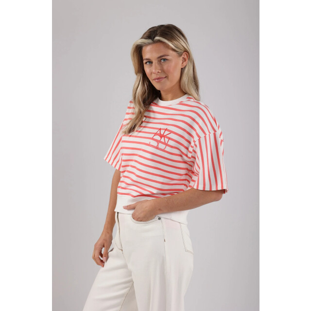 Nukus Nks03007 45 lotte pullover stripe offwhite/coral NKS03007 45 large