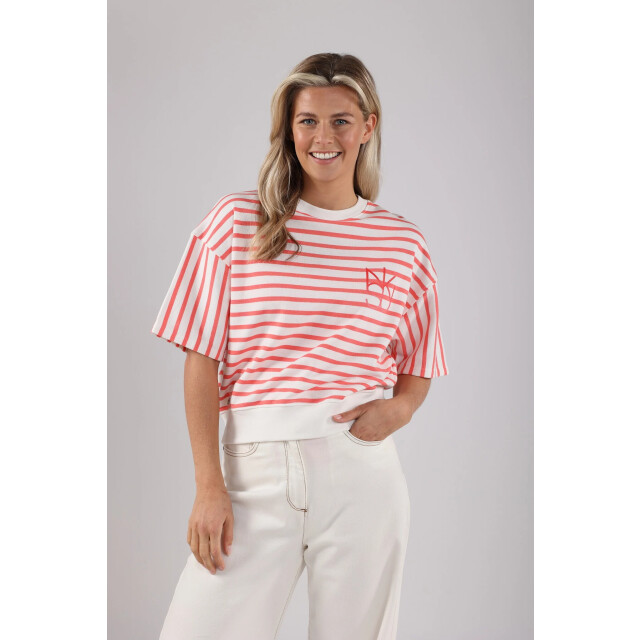 Nukus Nks03007 45 lotte pullover stripe offwhite/coral NKS03007 45 large