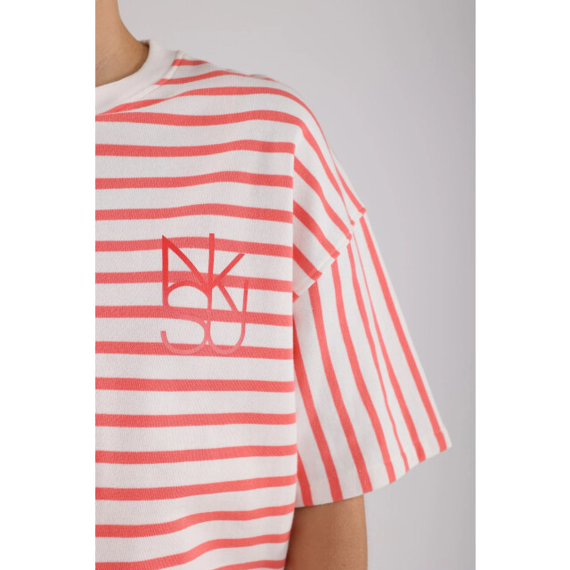Nukus Nks03007 45 lotte pullover stripe offwhite/coral NKS03007 45 large