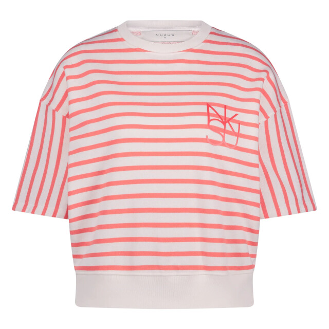 Nukus Nks03007 45 lotte pullover stripe offwhite/coral NKS03007 45 large