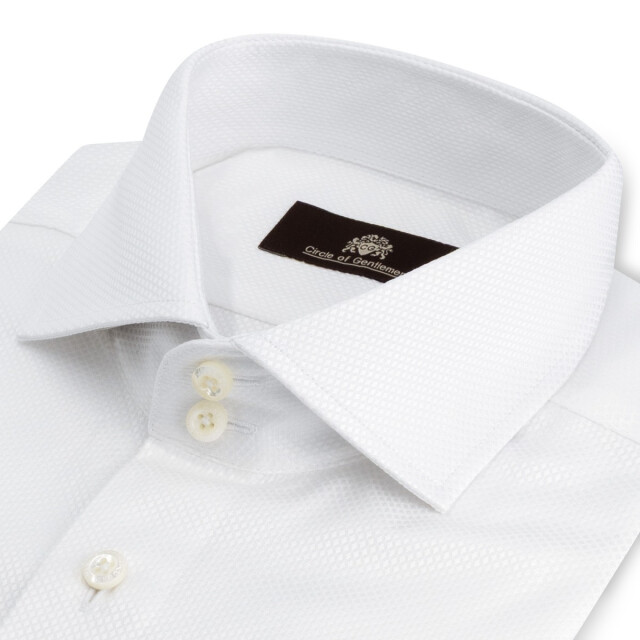 Circle of Gentlemen Arnaud 2 knoops kraag, 3 knoops manchet, jacquard geweven shirt 100% co 000-20019-005- large