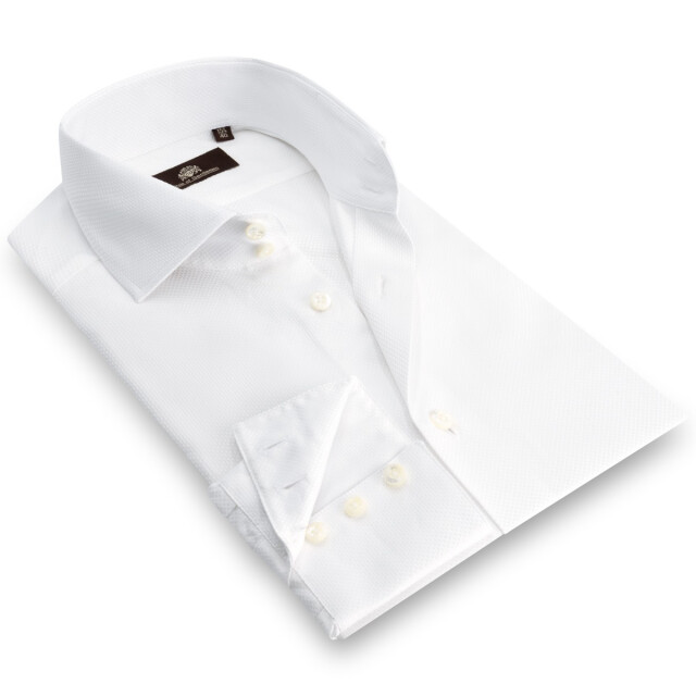 Circle of Gentlemen Arnaud 2 knoops kraag, 3 knoops manchet, jacquard geweven shirt 100% co 000-20019-005- large