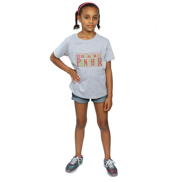Li-cense Marvel meisjes black panther tribal logo katoenen t-shirt UTBI10510_sportsgrey large