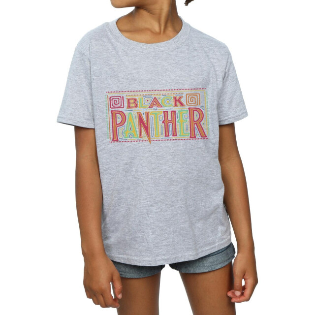 Li-cense Marvel meisjes black panther tribal logo katoenen t-shirt UTBI10510_sportsgrey large