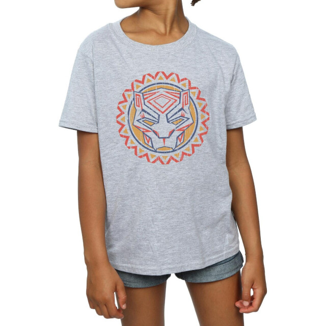 Li-cense Marvel meisjes black panther tribal panther icoon katoenen t-shirt UTBI10511_sportsgrey large