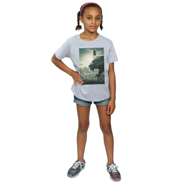 Li-cense Marvel meisjes black panther poster katoenen t-shirt UTBI10438_sportsgrey large