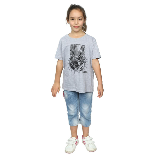 Li-cense Marvel meisjes black panther spray headshot katoenen t-shirt UTBI10325_sportsgrey large