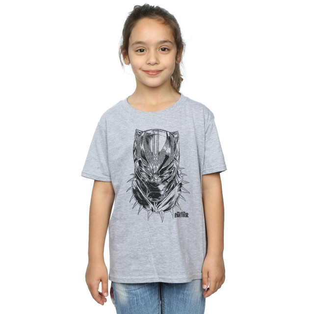 Li-cense Marvel meisjes black panther spray headshot katoenen t-shirt UTBI10325_sportsgrey large
