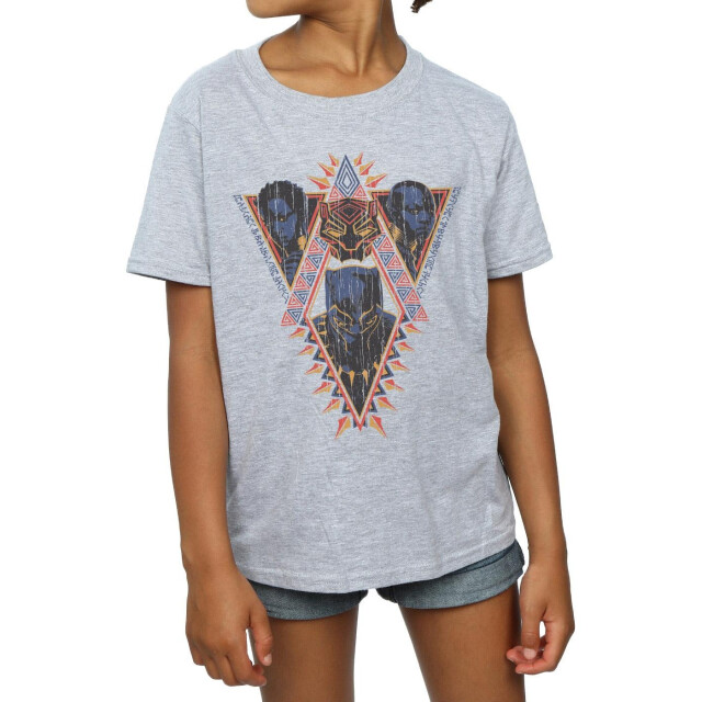Li-cense Marvel meisjes black panther tribal hoofden katoenen t-shirt UTBI10364_sportsgrey large