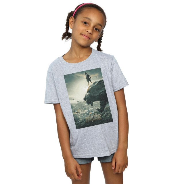 Li-cense Marvel meisjes black panther poster katoenen t-shirt UTBI10438_sportsgrey large