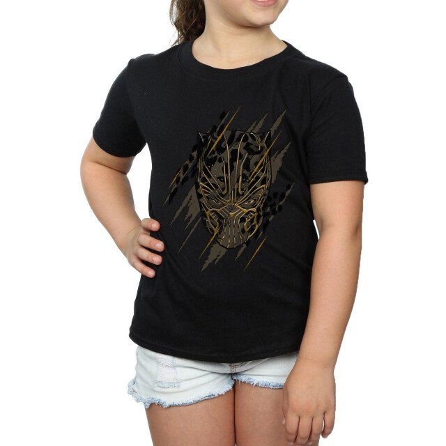 Li-cense Marvel meisjes black panther gouden hoofd katoenen t-shirt UTBI10397_black large