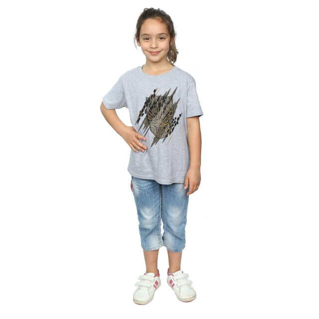 Li-cense Marvel meisjes black panther gouden hoofd katoenen t-shirt UTBI10397_sportsgrey large