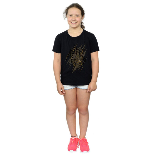 Li-cense Marvel meisjes black panther gouden hoofd katoenen t-shirt UTBI10397_black large