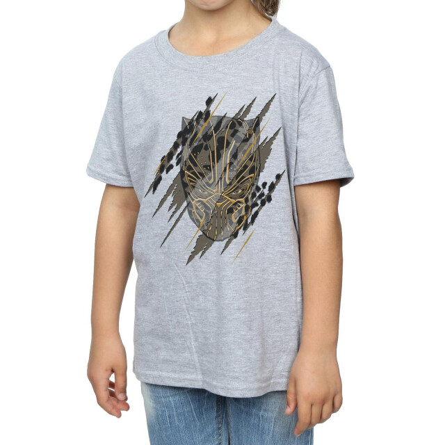 Li-cense Marvel meisjes black panther gouden hoofd katoenen t-shirt UTBI10397_sportsgrey large