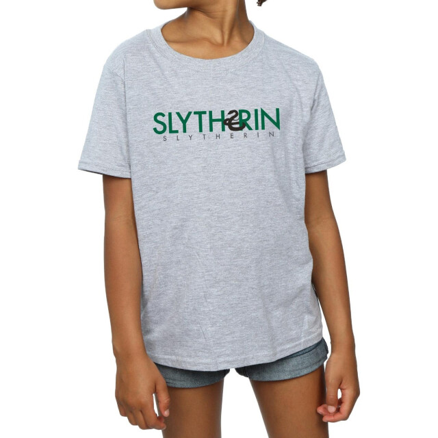Li-cense Harry potter meisjes slytherin tekst katoenen t-shirt UTBI20845_sportsgrey large