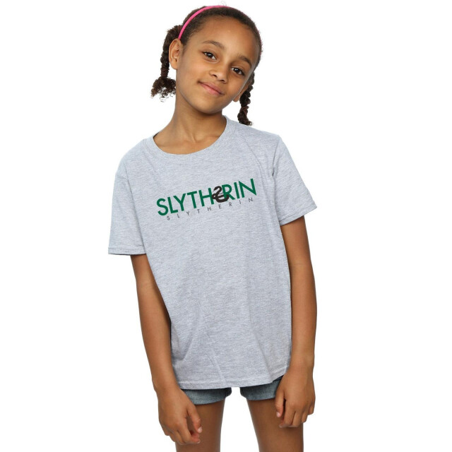 Li-cense Harry potter meisjes slytherin tekst katoenen t-shirt UTBI20845_sportsgrey large
