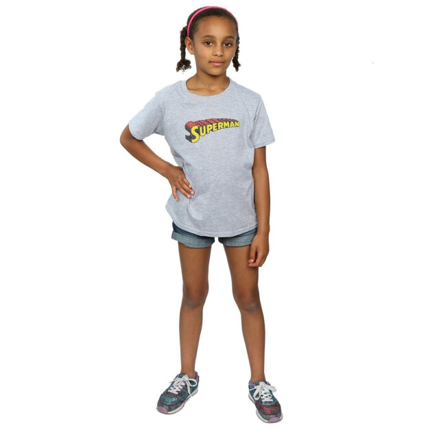 Li-cense Dc comics meisjes superman telescopisch gekraakt logo katoenen t-shirt UTBI16136_sportsgrey large
