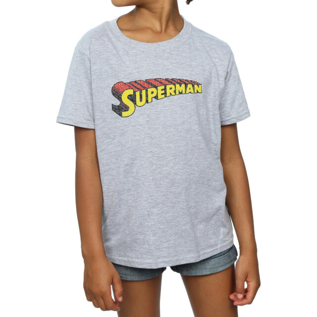 Li-cense Dc comics meisjes superman telescopisch gekraakt logo katoenen t-shirt UTBI16136_sportsgrey large