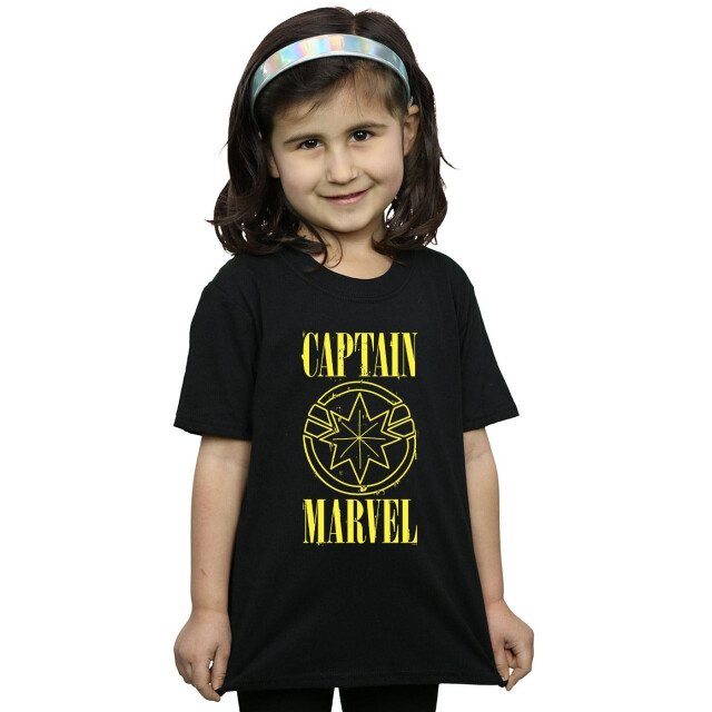 Li-cense Marvel meisjes captain grunge logo katoenen t-shirt UTBI15229_black large