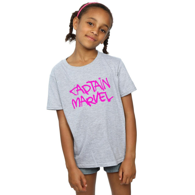 Li-cense Marvel meisjes captain spuittekst katoenen t-shirt UTBI15285_sportsgrey large