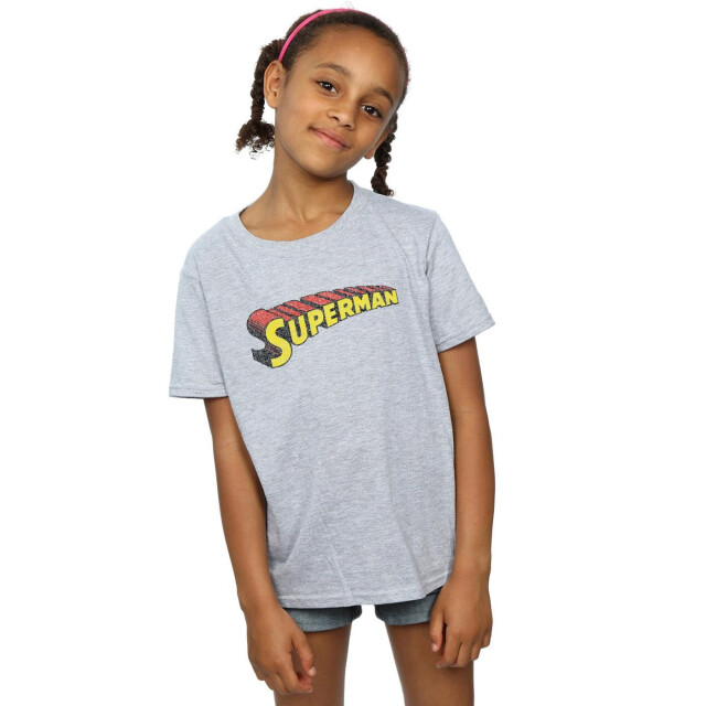 Li-cense Dc comics meisjes superman telescopisch gekraakt logo katoenen t-shirt UTBI16136_sportsgrey large