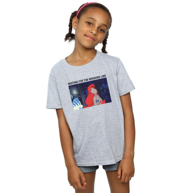 Li-cense Disney meisjes de kleine zeemeermin wachten op het weekend katoenen t-shirt UTBI13707_sportsgrey large