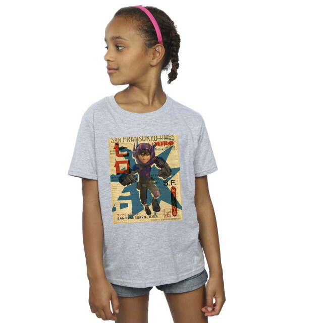 Li-cense Disney meisjes big hero 6 baymax hiro krant katoenen t-shirt UTBI11714_sportsgrey large