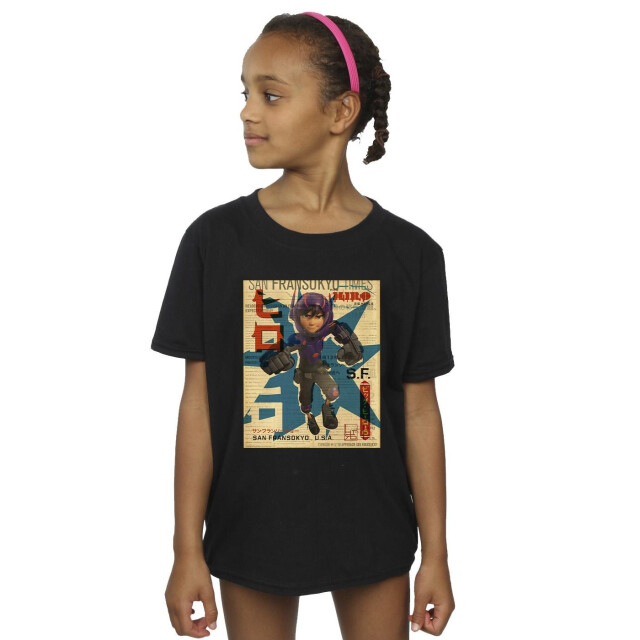 Li-cense Disney meisjes big hero 6 baymax hiro krant katoenen t-shirt UTBI11714_black large