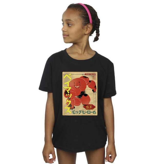 Li-cense Disney meisjes big hero 6 baymax nieuwspapier katoenen t-shirt UTBI11684_black large