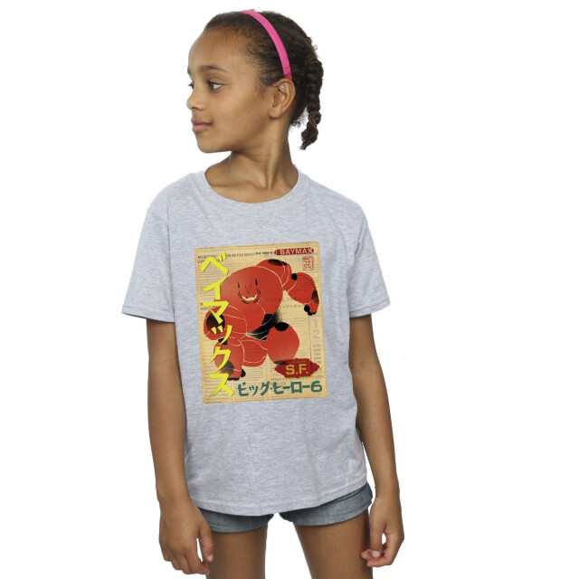 Li-cense Disney meisjes big hero 6 baymax nieuwspapier katoenen t-shirt UTBI11684_sportsgrey large