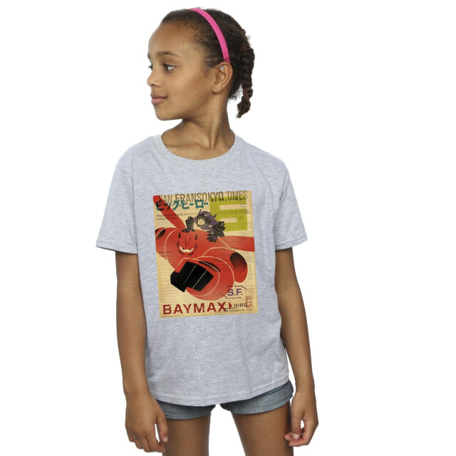 Li-cense Disney meisjes big hero 6 baymax flying baymax krant katoenen t-shirt UTBI11685_sportsgrey large