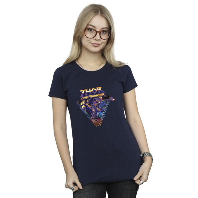 Li-cense Marvel dames thor liefde en donder logo driehoek katoenen t-shirt UTBI43985_navyblue large