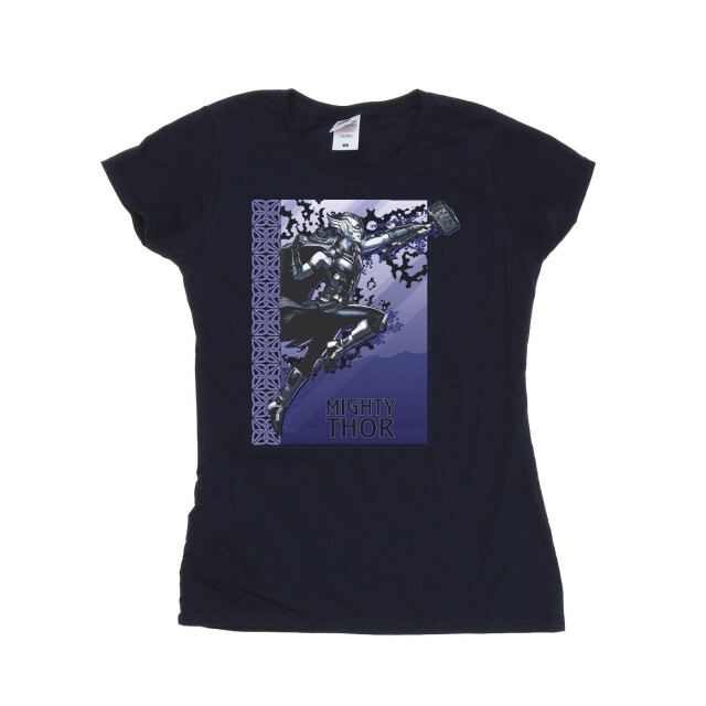 Li-cense Marvel dames thor liefde en donder mighty thor katoenen t-shirt UTBI43973_navyblue large