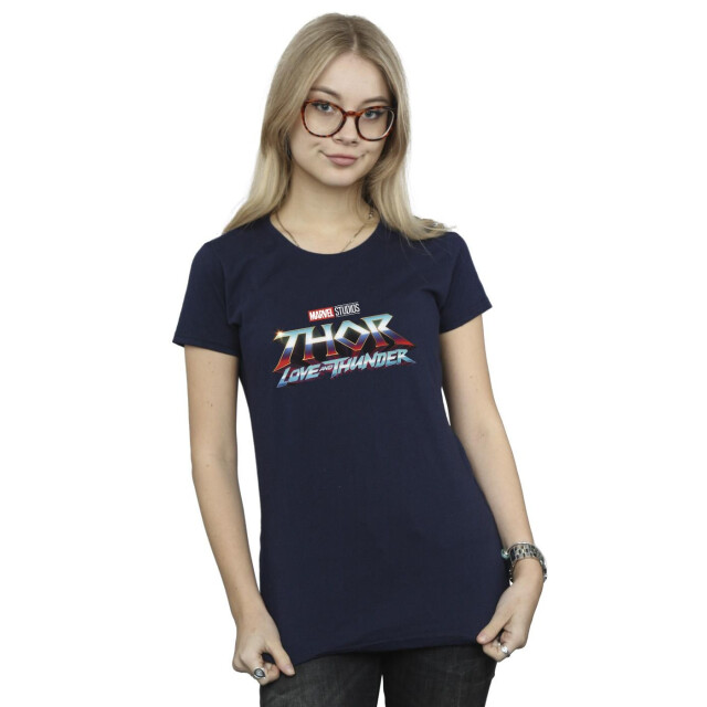 Li-cense Marvel dames thor liefde en donder logo katoenen t-shirt UTBI43957_navyblue large