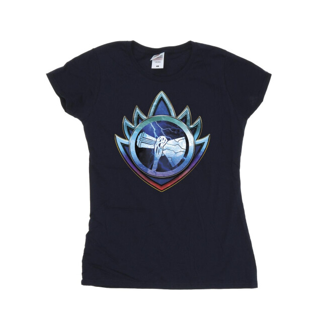 Li-cense Marvel dames thor liefde en donder stormbreaker crest katoenen t-shirt UTBI43943_navyblue large