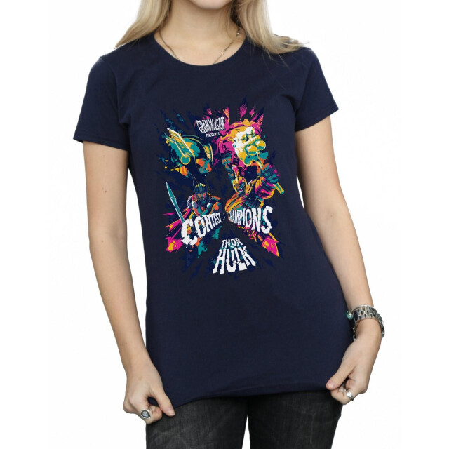 Li-cense Marvel dames thor ragnarok grootmeester presenteert katoenen t-shirt UTBI43933_navyblue large