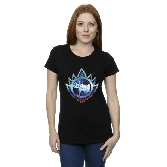 Li-cense Marvel dames thor liefde en donder stormbreaker crest katoenen t-shirt UTBI43943_black large
