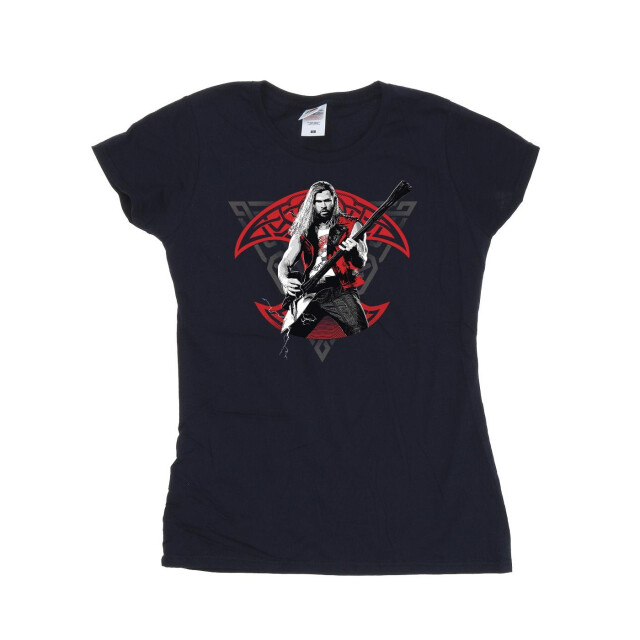 Li-cense Marvel dames thor liefde en donder solo gitaar katoenen t-shirt UTBI43952_navyblue large