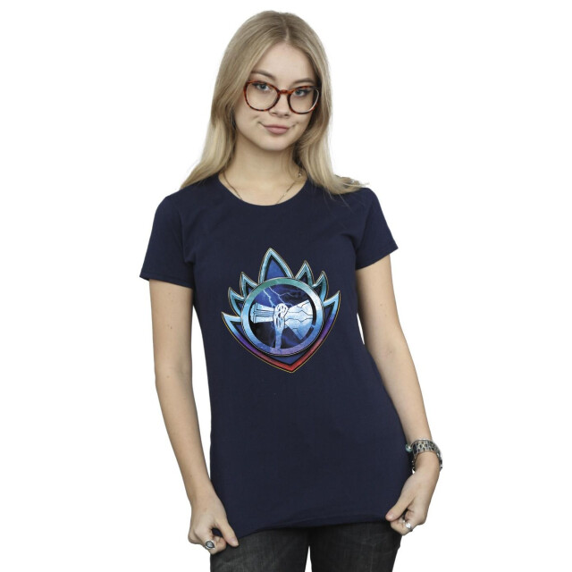 Li-cense Marvel dames thor liefde en donder stormbreaker crest katoenen t-shirt UTBI43943_navyblue large