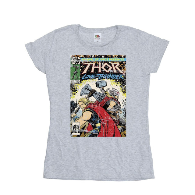 Li-cense Marvel dames thor liefde en donder vintage poster katoenen t-shirt UTBI43951_sportsgrey large