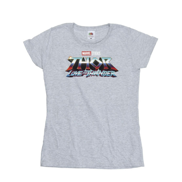 Li-cense Marvel dames thor liefde en donder logo katoenen t-shirt UTBI43957_sportsgrey large