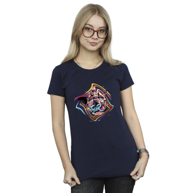 Li-cense Marvel dames thor love and thunder thor swirl katoenen t-shirt UTBI43948_navyblue large