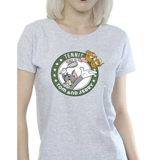 Li-cense Tom and jerry dames tennis klaar om te spelen katoenen t-shirt UTBI43802_sportsgrey large
