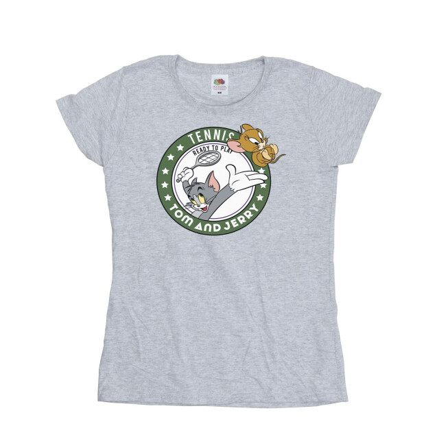 Li-cense Tom and jerry dames tennis klaar om te spelen katoenen t-shirt UTBI43802_sportsgrey large