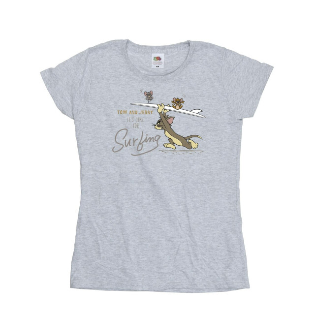Li-cense Tom and jerry dames het is tijd om te surfen katoenen t-shirt UTBI43742_sportsgrey large