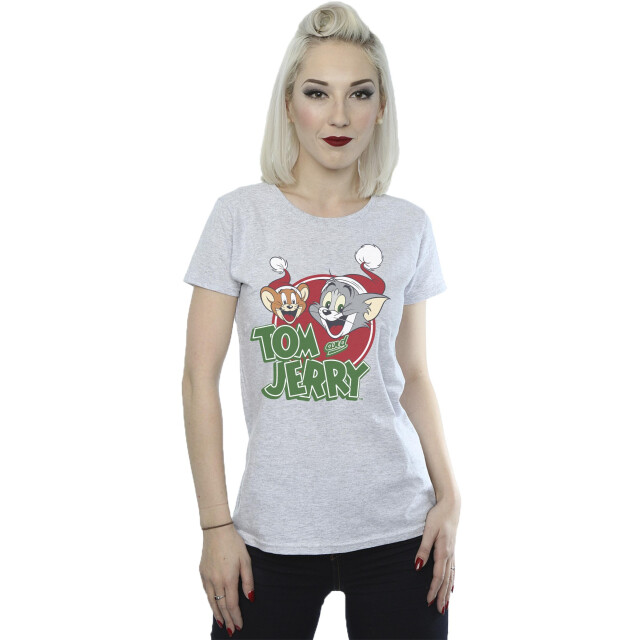 Li-cense Tom and jerry dames kerstmuts logo katoenen t-shirt UTBI43785_sportsgrey large