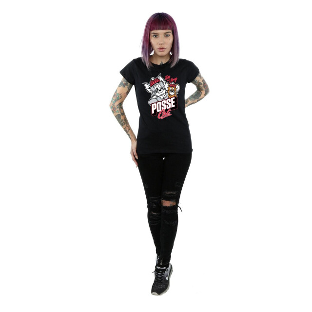 Li-cense Tom and jerry dames posse kat katoenen t-shirt UTBI43665_black large
