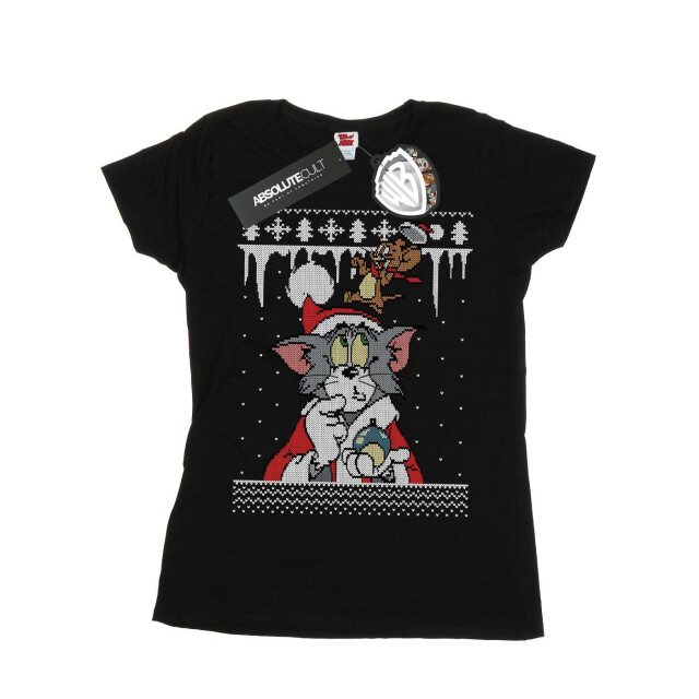 Li-cense Tom and jerry dames kerst fair isle katoenen t-shirt UTBI43671_black large