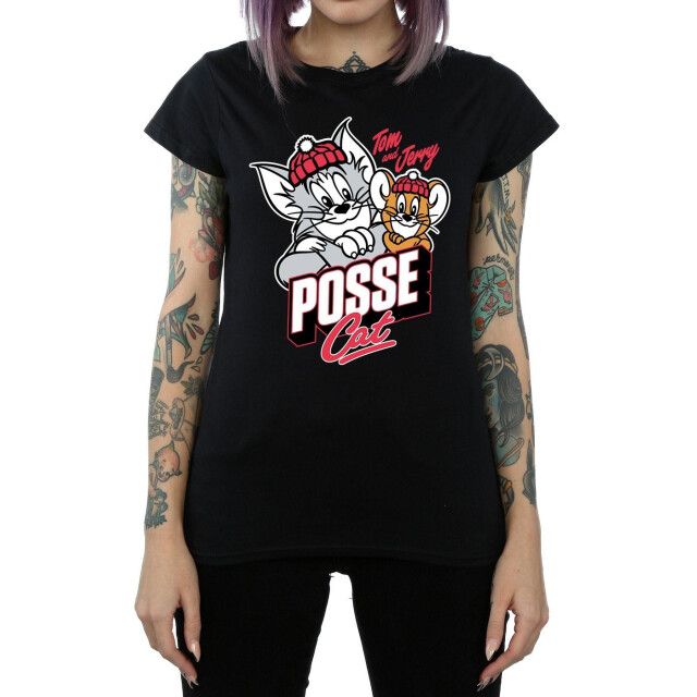 Li-cense Tom and jerry dames posse kat katoenen t-shirt UTBI43665_black large